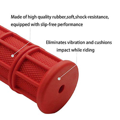 Worldmotop Motorcycle Handlebar Grips Non-Slip Soft Rubber Grips Handlebar with 7/8" 22mm 24mm Replacement for All Off Road ATV Dirt Bike, Bike Handle Grips(red)