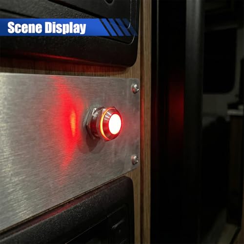 8mm/0.31" Signal Indicator Light, AC/DC 12V-24V Metal Shell Warning Lamps with Wire, Waterproof Panel Mount LED Signal Pilot Lamp, LED Dash Lights for Car Truck Boat Motorcycle (Red) - color: Red