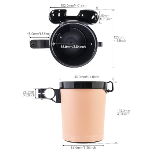 3-in-1 Bike Cup Holder with Cell Phone Keys Hook -Universal Water Bottle Holder for Walker/Wheelchair/Stroller/Scooter, Fits 0.87" Round Handlebar and 2.7" Cup Base,Beige - color: beige