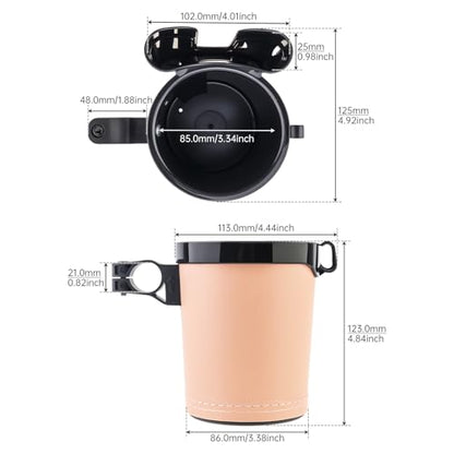 3-in-1 Bike Cup Holder with Cell Phone Keys Hook -Universal Water Bottle Holder for Walker/Wheelchair/Stroller/Scooter, Fits 0.87" Round Handlebar and 2.7" Cup Base,Beige - color: beige