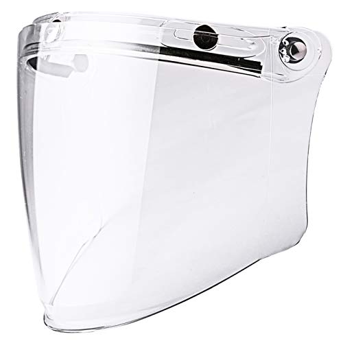 Universal 3-Snap Flip Up Visor Shield Lens for Retro Open Face Motorcycle Helmet (Clear) - color: Clear