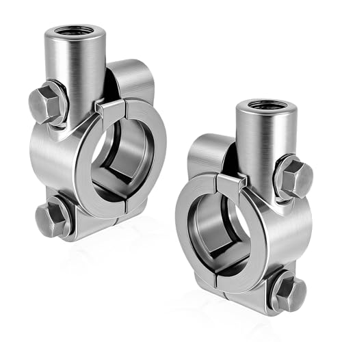 2 PCS Motorcycle Handlebar Mirror Mount Holder, 8mm Thread Mirror Clamp Adaptor Fits 7/8" Handlebar, Aluminum Rearview Mirrors Holder for Motorcycles ATVs Scooters Bikes (Silver) - color: Silver, 8mm