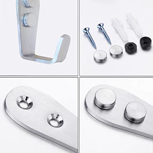Coat Hooks Wall Mounted, 6 Pack Single Entrance Hooks Heavy Duty Brushed Wall Hook Stainless Steel, Large L Metal Hook for Hanging Clothes Jackets Robes Towels Hats Keys Bags Cups, Silver - color: Silver