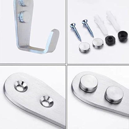 Coat Hooks Wall Mounted, 6 Pack Single Entrance Hooks Heavy Duty Brushed Wall Hook Stainless Steel, Large L Metal Hook for Hanging Clothes Jackets Robes Towels Hats Keys Bags Cups, Silver - color: Silver
