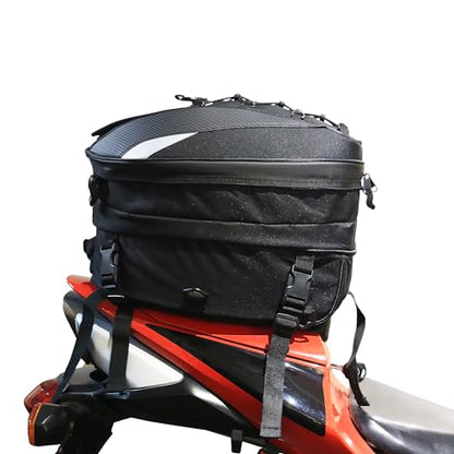 MZS Motorcycle Tail Bag, 38L Expandable Dual Use Helmet Bag Luggage Storage Backpack with Waterproof Rain Cover - Multifunctional Motorbike Rear Seat Bag Accessories - size: 38L