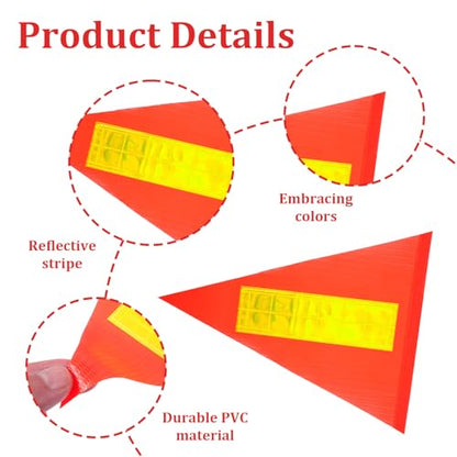 2 PCS Bike Safety Flag Reflective Replacement Pennant Bike Flag Orange High Visibility Tear-resistant Waterproof Bicycle Safety Flags for Bikes, Motorcycle, Scooter, Pet Trailer, Kayak, without Pole