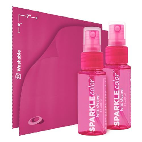 Sparkle Anti-Reflective Safe Lens Cleaner Spray Kit - (2) 1oz Glasses Cleaner Bottle & (2) Microfiber Cloth for Eyeglasses, Sunglasses, Lenses, Screens and Camera Cleaning Kit (4 Piece Set) - style: Pink | 2x1oz Lens Spray + 2 Microfiber Cloths