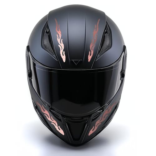 customTAYLOR33 High-Intensity Grade Premium Reflective Tribal Flame Helmet Decals, Motorcycle Safety Sticker Decals (Special Edition Light Pink) - color: Special Edition Light Pink