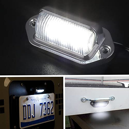 2PCS Xenon White LED License Plate Light - 12V-24V DC Waterproof 6-SMD Lamp Taillight for Truck, SUV, Trailer, Van, RV, Boats - Step Courtesy, Dome/Cargo, Under Hood Light - color: White, size: 2pcs LED license plate light