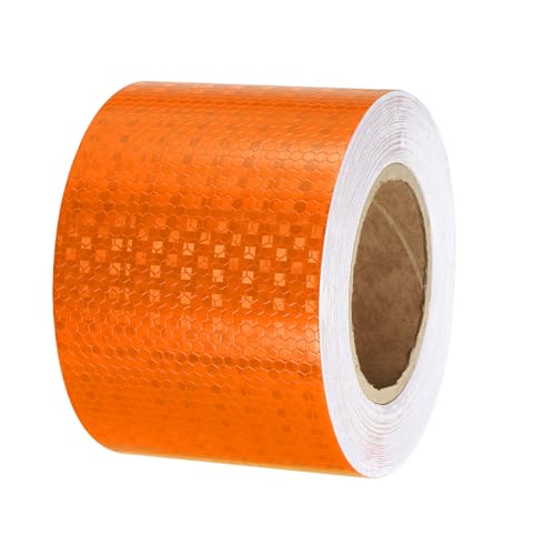 PATIKIL Reflective Tape, 1 Roll 4 Inch x 82 Ft Waterproof Self Adhesive High Visibility Caution Warning Safety Tape Reflector for Trucks Trailers Cars, Orange - color: Orange, size: 4 IN x 82 FT
