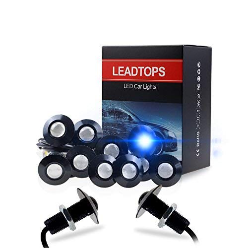 Eagle Eye LED Lights, 10-pack DIY 12V Ultra thin 23mm Eagle Eye Bulb Fog Tail DRL Daytime Running Lights Blue Kit for Car Motorcycle (Blue, Black) - color: Blue light -B