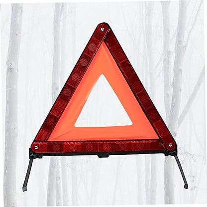 1Pc Emergency Warning Triangle Sign Reflective Symbol for Vehicles Collapsible Triangle Kit for Roadside Safety and Alerts Red