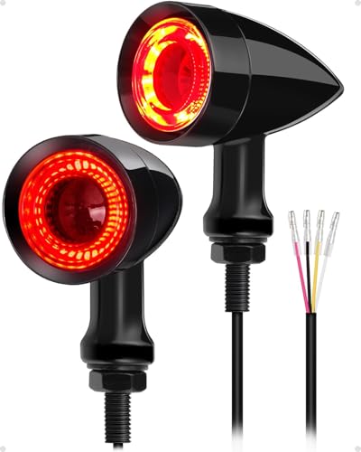Benlari Motorcycle Bullet 48 LEDs Rear Turn Signal Light SMD Blinker Indicator Fit for Honda Yamaha Suzuki Kawasaki Harley (Black,Rear Turn Light) (Black/Red and Amber Light) - color: Black/Red and Amber