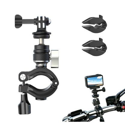 Bike Motorcycle Handlebar Mount with Metal Ball Head 1/4" Screw for GoPro Max Hero 13 12 11 10,DJI Osmo 360/Nano,Action 6/5/4,Procket 2/3,Insta360 X5 X4 X3 GO 3 Ace Pro GO Ultra Camera Clamp