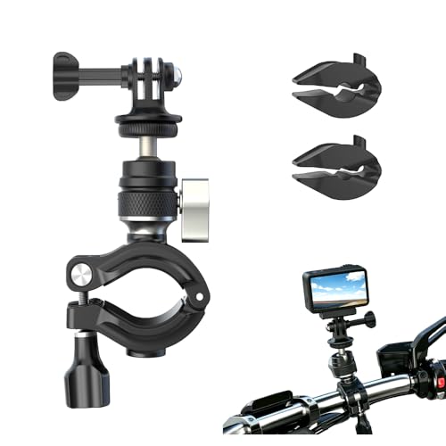 Bike Motorcycle Handlebar Mount with Metal Ball Head 1/4" Screw for GoPro Max Hero 13 12 11 10,DJI Osmo 360/Nano,Action 6/5/4,Procket 2/3,Insta360 X5 X4 X3 GO 3 Ace Pro GO Ultra Camera Clamp