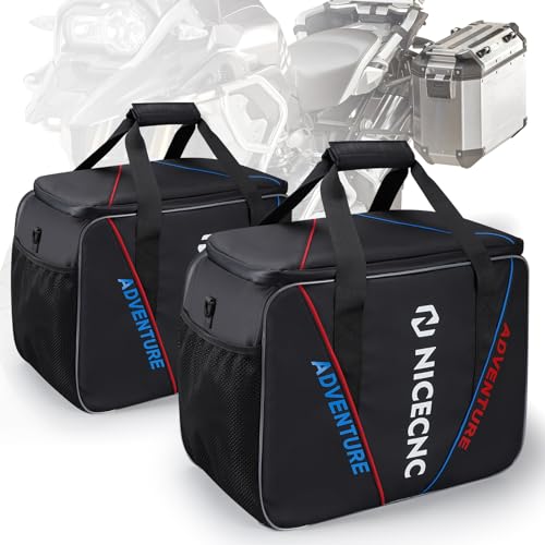 NICECNC Motorcycle Side Case Inner Bag Left Right, 46L Expandable Motorcycle Luggage Pannier Inner Bag with Foot Pad, Compatible with BMW R1200GS R1250GS ADV LC 2004-2022 F850GS F750GS F700GS F800GS - color: Black-Left & Right Inner Bags