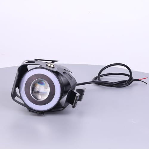 Motorcycle LED Fog Lights U7 Spotlight with High Low Strobe Beam Halo Rings White Central with U7 LED Running DRL Switches Clamps Universal Spotlights Driving Lights 2 Packs (White) - color: White