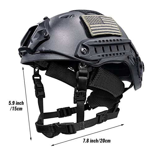 Tactical Helmet Chin Strap Adjustable Dial 4 Points Suspension System with Bolts and Screws for Tactical Fast MICH Bump Helmet Accessory - color: Black