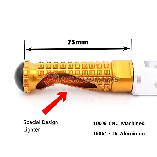 MC MOTOPARTS MPRO Gold CNC Rider Foot Pegs Compatible with YZF R1 00-21 YZF R6 03-19 YZF R1M 15-21 R1S 16-19 - color: Gold, size: No Extension
