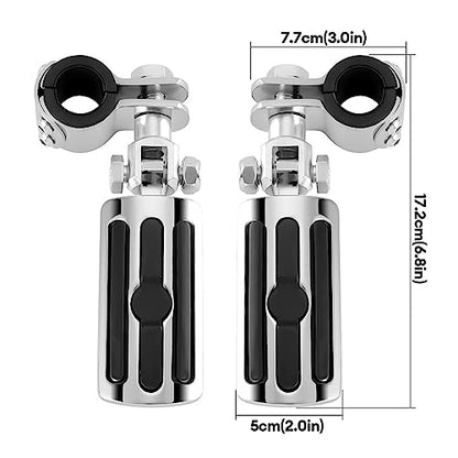 Highway FootPegs Fit for Motorcycle 1 inch to 1 1/3 inch with Engine Guard, Highway Footrest for Harley Indian Yamaha Honda Suzuki (Silver) - color: Silver