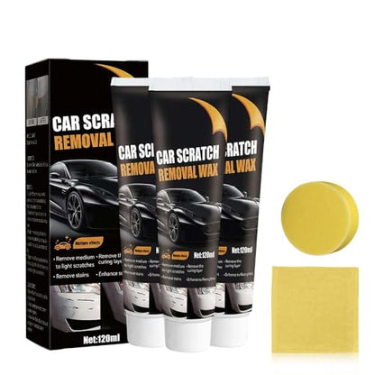 2026 New Upgrade Car Scratch Removal Wax, Scratch Remover for Vehicles with Wipe and Sponge, Car Polishing Wax Scratchs Remover, Cars Paint Scratchs Repair Kit for Deep Scratches (3 Set) - color: 3 Set