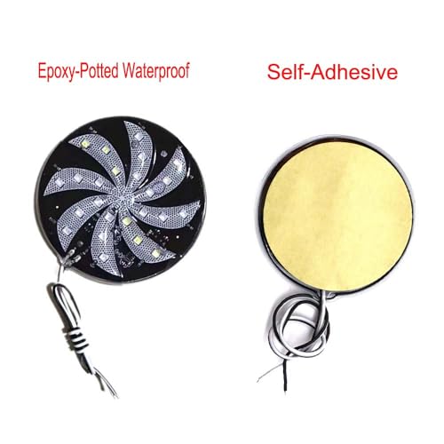 2 Pack LED Strobe Lights Windmill Shape Decor Lights Self-Adhesive 12V Warning Light Emergency Flashing Beacon Lights for Motorcycle Mini Bike Dirt Bike Trucks Cars Bus Tractor ATV Golf Carts