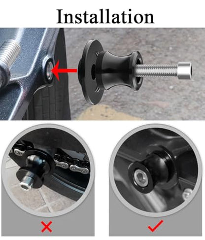 Motorcycle Swing Arm Spools M8 Paddock Slider Stand Bobbins For Z650 RS EX650 Ninja 650KRT 650R Vulcan S 650 VN650 Versys650cc KLE650 2026 2025 2024 Swingarm Spool Accessories (Black) - color: Black