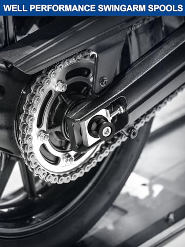 10MM M10x1.5 Motorcycle Swing Arm Spools CNC Swingarm Sliders Stand Fit for Ninja 400 500 NINJA650, Vulcan, Triumph Trident 660, BMW S1000rr, Honda CBR 600rr, Suzuki GSXS, Ducati, Black - size: 10MM swingarm spools