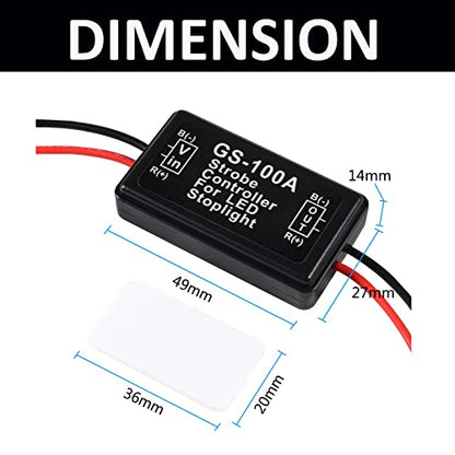 DIANN 4pcs GS-100A Brake Light Flasher Strobe LED Flash Module Flash Strobe Controller 12-30V for Cars, Trucks, Motorcycles, Bicycles
