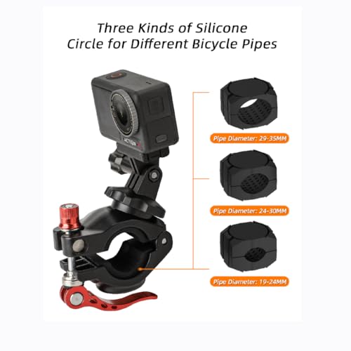 Motorcycle Bike Mount Holder 360°Rotation Bicycle Handlebar Mount Clamp Accessories for GoPro Series Gopro12 DJI Action Series Action 4 Insta360 Go Series Insta360 One R Series Cameras
