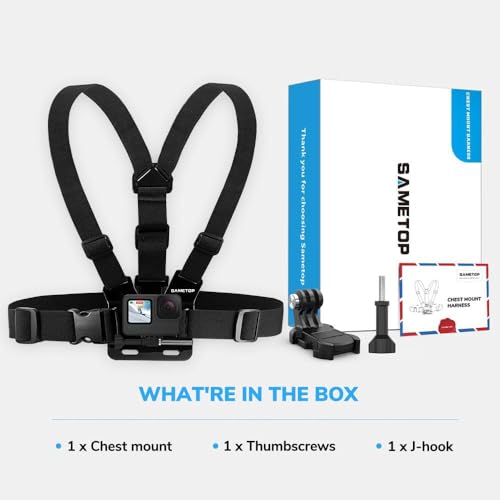 Chest Mount Strap Harness Chesty Body Mount Compatible with GoPro Hero 13, 12, 11, 10, 9, 8, 7, 6, 5, 4, Session, 3+, 3, 2, 1, Max, Hero (2018), AKASO, DJI Osmo Action Cameras