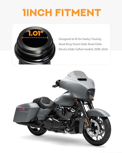 PBYMT 1 Inch Electronic Throttle Handlebar Grips Fit for Harley Davidson Touring Road King Street Glide Softail 2008-2024 - color: All Black