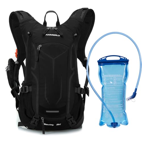 Outdoor Cycling Backpack, 18L, Black - color: black, size: Backpack and Water Bag