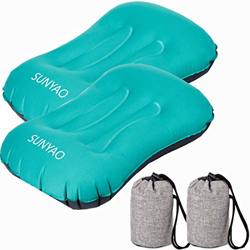 Ultralight Inflatable Camping Pillows - Compressible, Compact, Inflatable, Comfortable, Ergonomic Pillow for Neck & Lumbar Support While Camping,Backpacking,Hiking - color: 2 Pack Peacock Blue, size: 2 Count (Pack of 1)