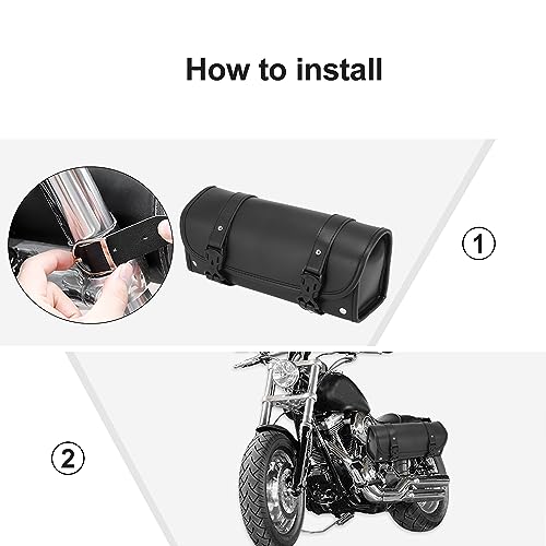 Motoforti Universal Motorcycle Fork Handlebar Tool Bag Cycling Bag Waterproof Faux Leather Black