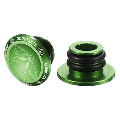 HARFINGTON Bar End Plugs Aluminum Handlebar End Caps Bike Plugs 0.57oz with Matching Rings for MTB Road BMX Fixed Gear Bike, Green - color: Green
