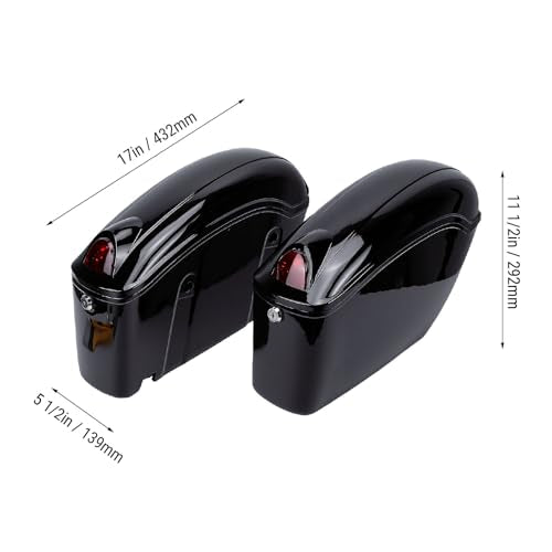 Motorcycle Saddle Bag, 22L Hard Shell Detachable Side Case with Lock and Red Turn Signals for Most Cruiser Sportbike Touring Bikes