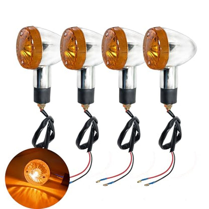 4pcs Universal Motorcycle Turn Signals Front Rear Turn Signal Blinker Light Compatible with Yamaha Motorcycle Bike Cruiser Bobber Chopper Shadow Honda Harley Kawasaki Suzuki (Amber) - color: Amber