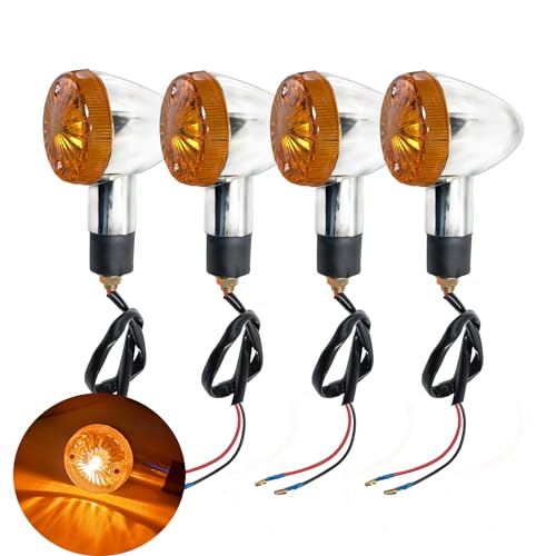 4pcs Universal Motorcycle Turn Signals Front Rear Turn Signal Blinker Light Compatible with Yamaha Motorcycle Bike Cruiser Bobber Chopper Shadow Honda Harley Kawasaki Suzuki (Amber) - color: Amber
