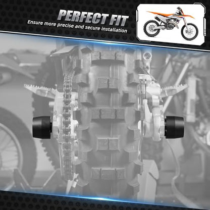 NICECNC Rear Axle Slider Fork Protector Motorcycle Compatible with KTM 150-500 EXC EXCF XCW XCF-W XW-F 2024 125-450 XC SX XCF SXF 2023-24,Compatible with Husqvarna 150-501 TE FE 2024 Aluminum, Black