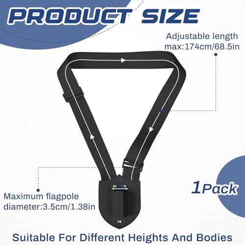 Jecery Single Strap Parade Flag Carrier Parade Harness Color Guard Flag Pole Holder Nylon Sling Carrying Belt for Parades(Black) - color: Black, style: Single Strap