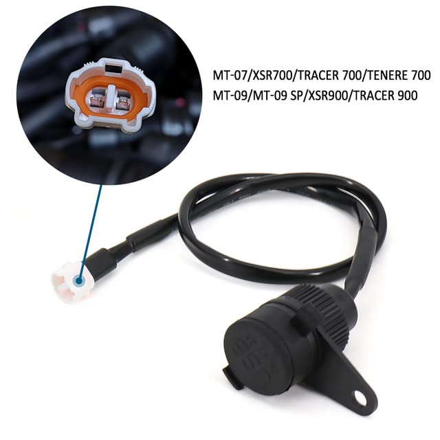 New Motorcycle 12V DV Double USB Charger Adapter for Yamaha Tracer MT-07 MT-09 SP FZ-09 FZ-07 Tracer XSR 700 900 Cigarette Lighter, black