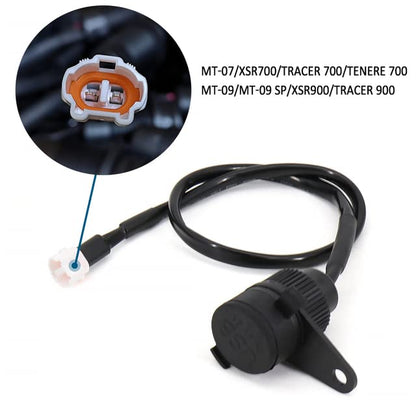 New Motorcycle 12V DV Double USB Charger Adapter for Yamaha Tracer MT-07 MT-09 SP FZ-09 FZ-07 Tracer XSR 700 900 Cigarette Lighter, black