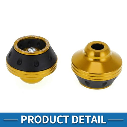 Motorcycle Front Fork Frame Slider Falling Protection Wheel Crash Protector Scooter Moped Aluminum Alloy Gold Tone 2 Pcs - color: Gold Tone
