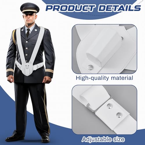 Jecery Double Strap Parade Flag Carrier Parade Harness Color Guard Flag Pole Holder Nylon Sling Carrying Belt for Parades(White) - color: White, style: Double Strap