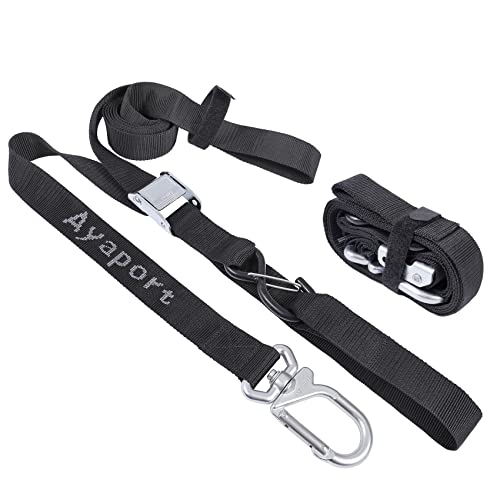 Ayaport Motorcycle Tie Down Straps 1.5” x 8’ (with Swivel Carabiner Hooks) Cam Buckle Tie Downs, Handlebar Strap for Dirt Bike, Motor Bike, Kayak, Car, Truck, Boat, Cargo, Black - size: 1.5"x8'-2pcs