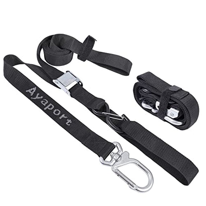 Ayaport Motorcycle Tie Down Straps 1.5” x 8’ (with Swivel Carabiner Hooks) Cam Buckle Tie Downs, Handlebar Strap for Dirt Bike, Motor Bike, Kayak, Car, Truck, Boat, Cargo, Black - size: 1.5"x8'-2pcs
