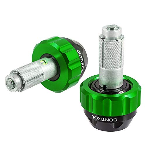 Throttle Lock Cruise Control Grip Ends Handlebar Plugs Sliders for 22mm Motorcycle Handlebar with 14mm/18mm Inner Diameter or with M6 Screw Holes (Green) - color: Green