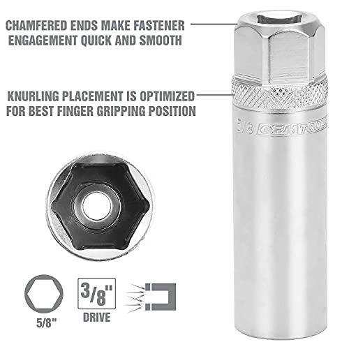 OEMTOOLS 22887 5/8 Spark Plug Socket, 3/8 Drive Magnetic Spark Plug Socket for Engine Tune Ups, Oil-Resistant Chrome Finish, S2 Alloy Steel - style: 16 millimeter
