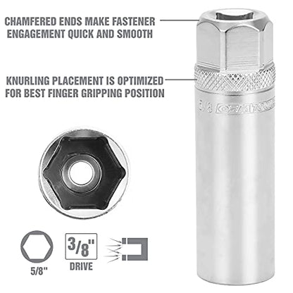 OEMTOOLS 22887 5/8 Spark Plug Socket, 3/8 Drive Magnetic Spark Plug Socket for Engine Tune Ups, Oil-Resistant Chrome Finish, S2 Alloy Steel - style: 16 millimeter